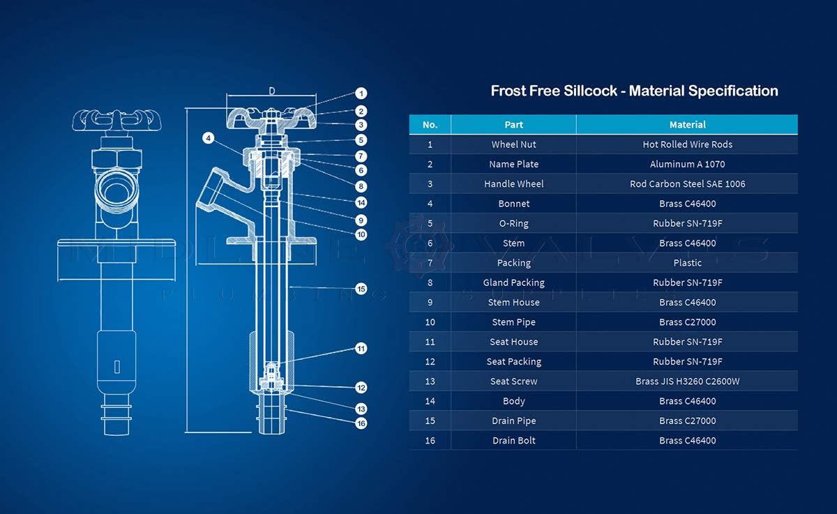 Midline Valve 8432P Sillcock Pipe Chrome Plated Brass Body Frost 1/2 inch PEX Connection and 3/4 inch Hose Bib, 10 (Pack of 2)