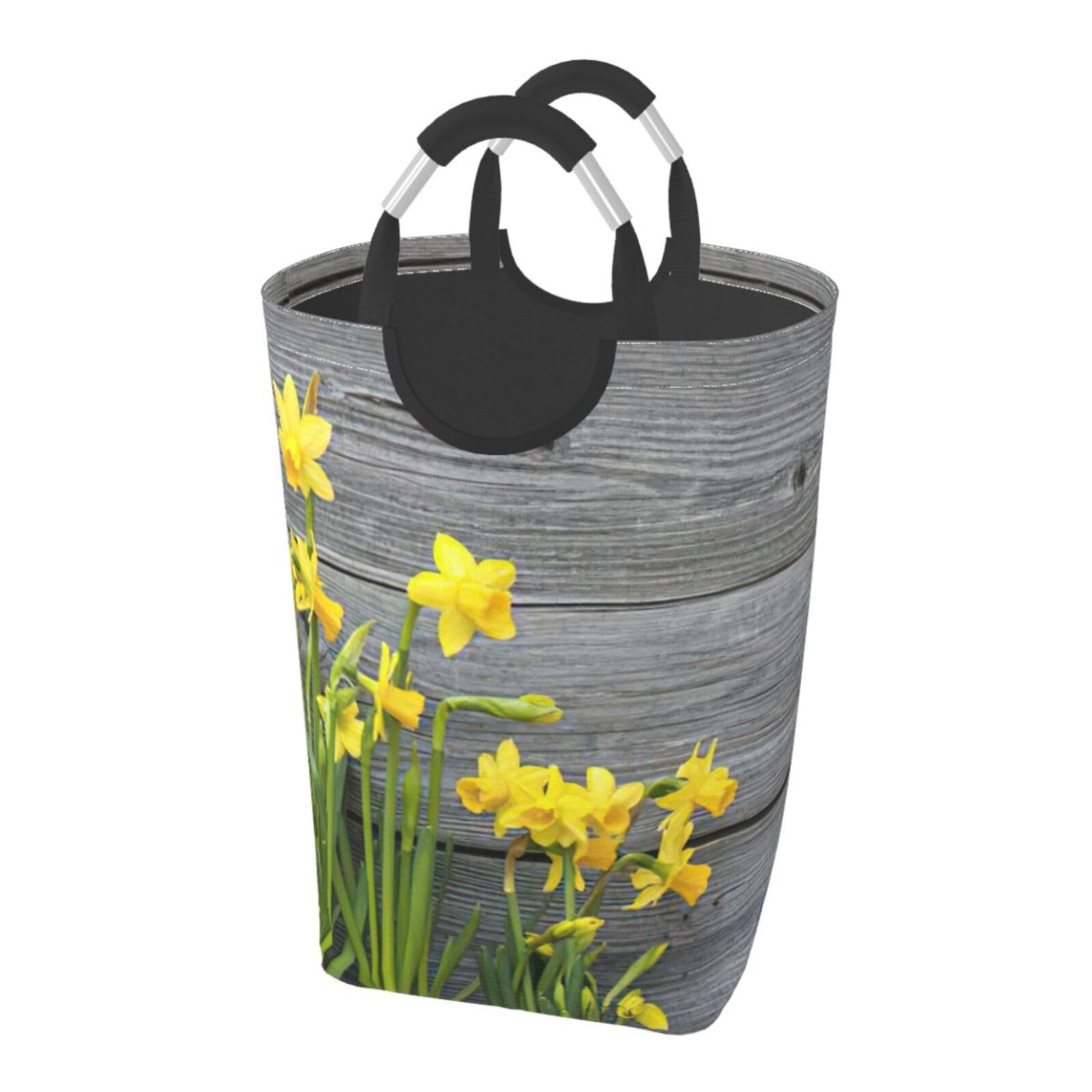 Panier à linge pliable motif jonquilles imprimé avec toile de rangement Oxford imperméable