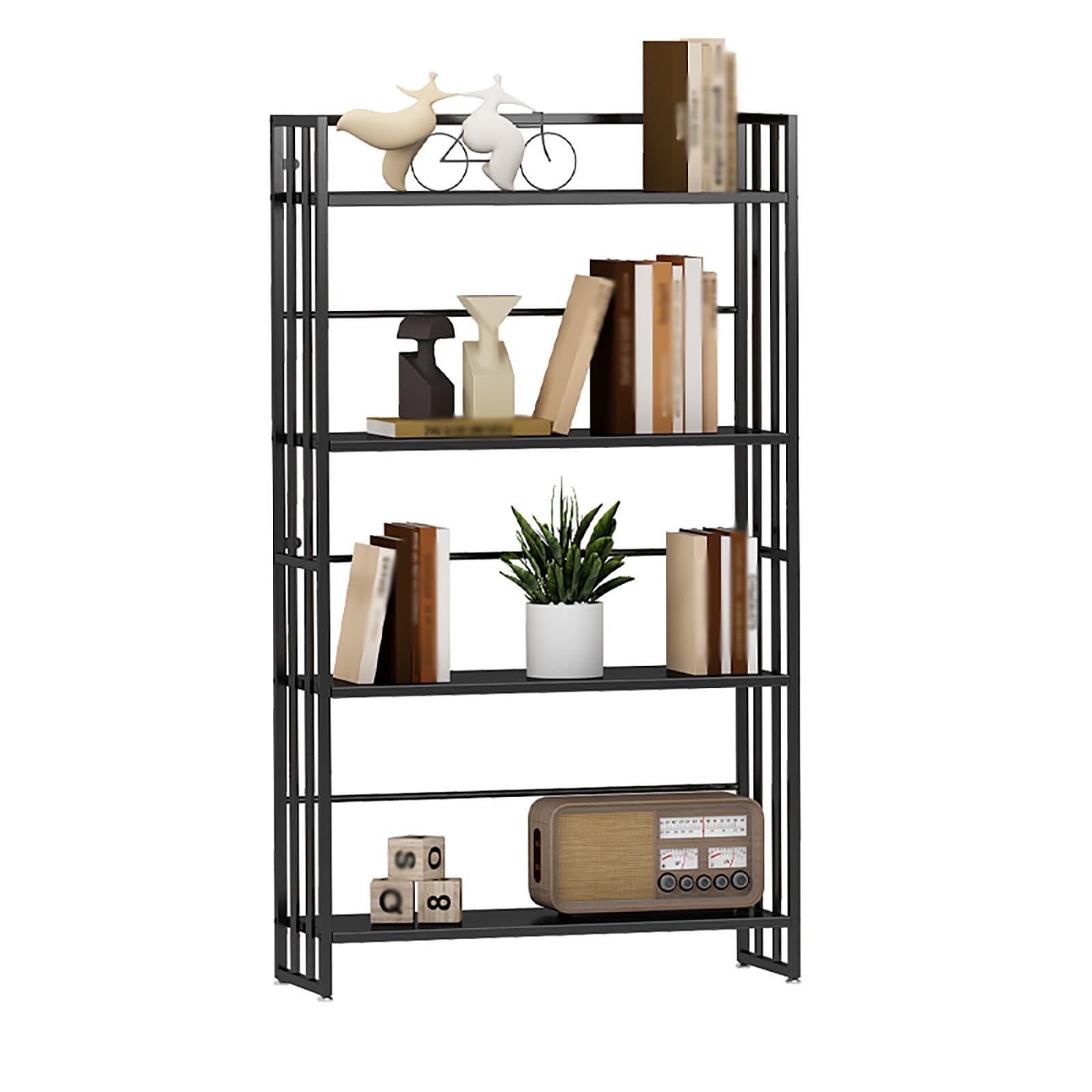 Modern Gold Metal Cube 32x10x57in Tall Standing with Shelves for Study in Classroom or Home School Decor