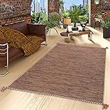 Material: 100 % Baumwolle Natur Teppich Bauwolle Kelim Prico Beige Braun in 8 Größen