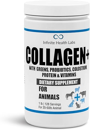 Collagen Ultimate - Decoración de alimentos para perros o gatos con enzimas probióticos verdes calostro glucosamina omegas apoya las articulaciones