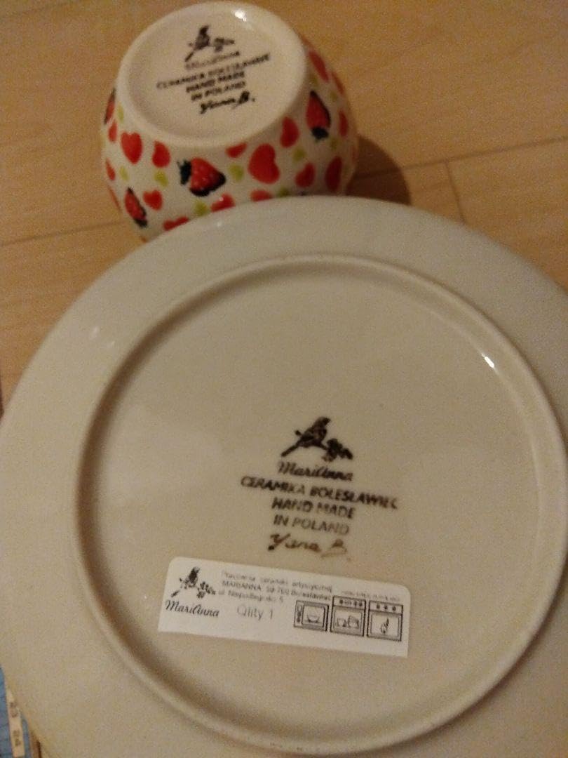 ポーリッシュポタリー マグカップ お皿 ハート いちご 1点限り 希少