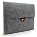 Lavievert Latest Designed Gray Felt Case Bag Sleeve Protector with Authentic Triangle Leather Flap and Copper Metal Corner and Magnetic Button for Apple 11" MacBook Air
