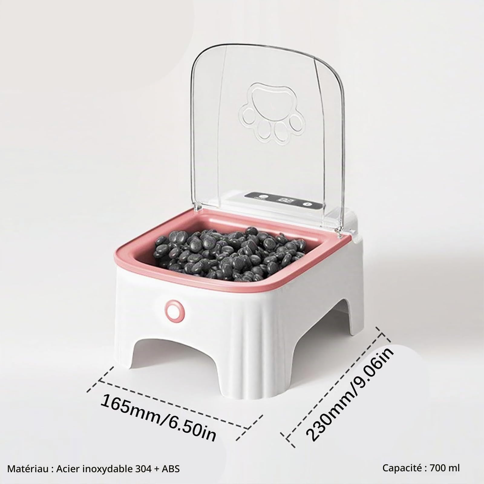 Mangeoire Automatique pour Chat – Capteur Intelligent, Bol de Nourriture Rabattable, Amovible Distributeur De Nourriture pour Animaux De Compagnie avec Affichage LCD, Acier Inoxydable, Noir