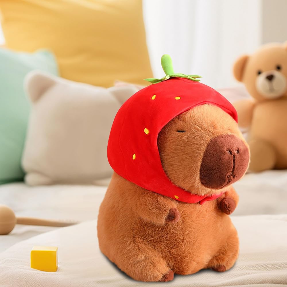 SKIKHN 25 cm pluche dier Capibara, realistisch zacht speelgoed Capibara, pluche speelgoed met sjaal, simulatie dier pluche capibara, verjaardagscadeau voor kinderen en volwassenen