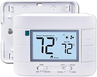 Aowel 2 Heat/ 1 Cool Non-Programmable Thermostat for Home Heat Pump System and Conventional Single-Stage System, with Room...