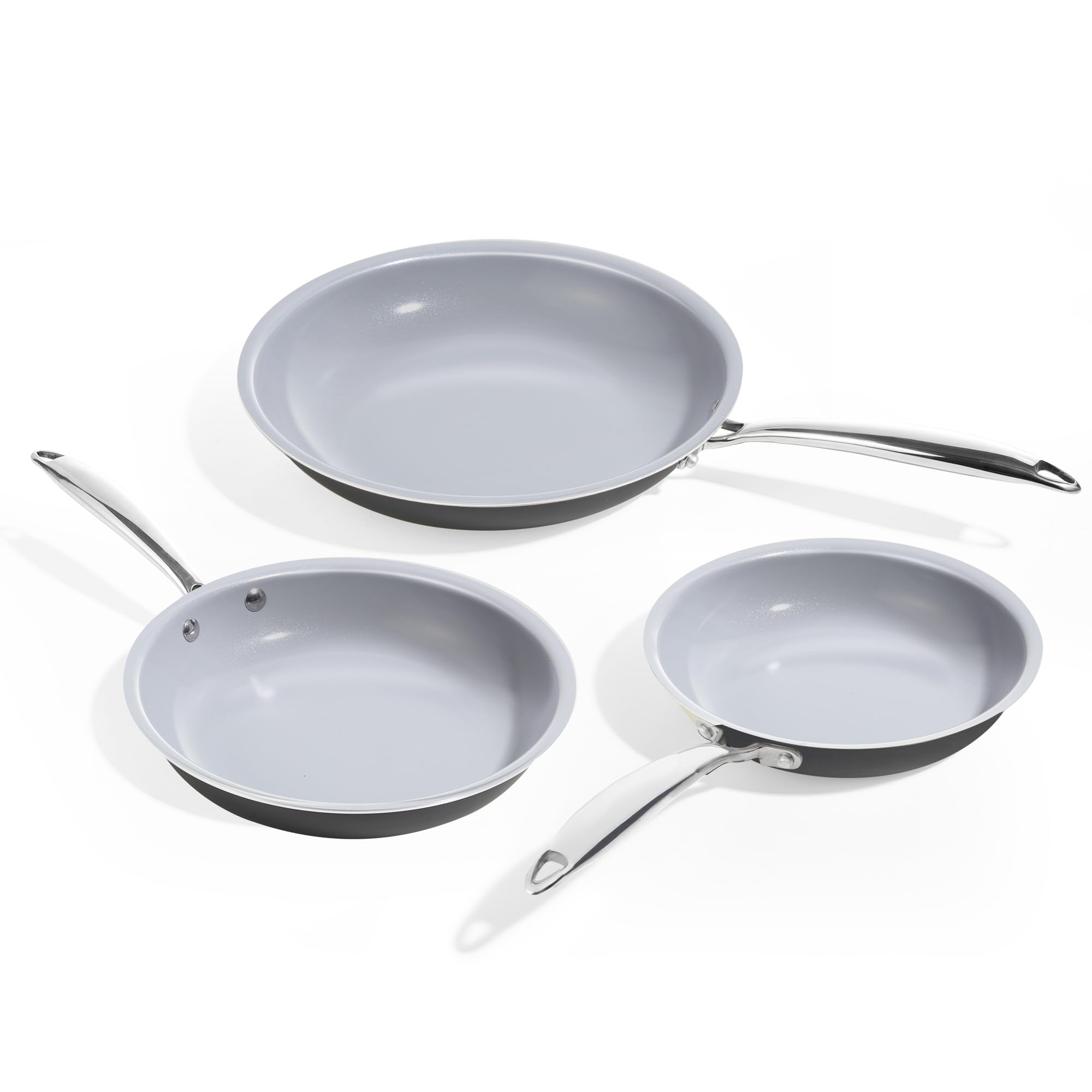 Photo 1 of KITEXPERT Non Stick Frying Pans, Titanium Ceramic Skillet Set for Cooking, 8" 9.5" 11" Non Toxic Ceramic Pans with Stay Cool Handle, PFAS & PTFE & PFOA Free, Dishwasher and Oven Safe, Grey