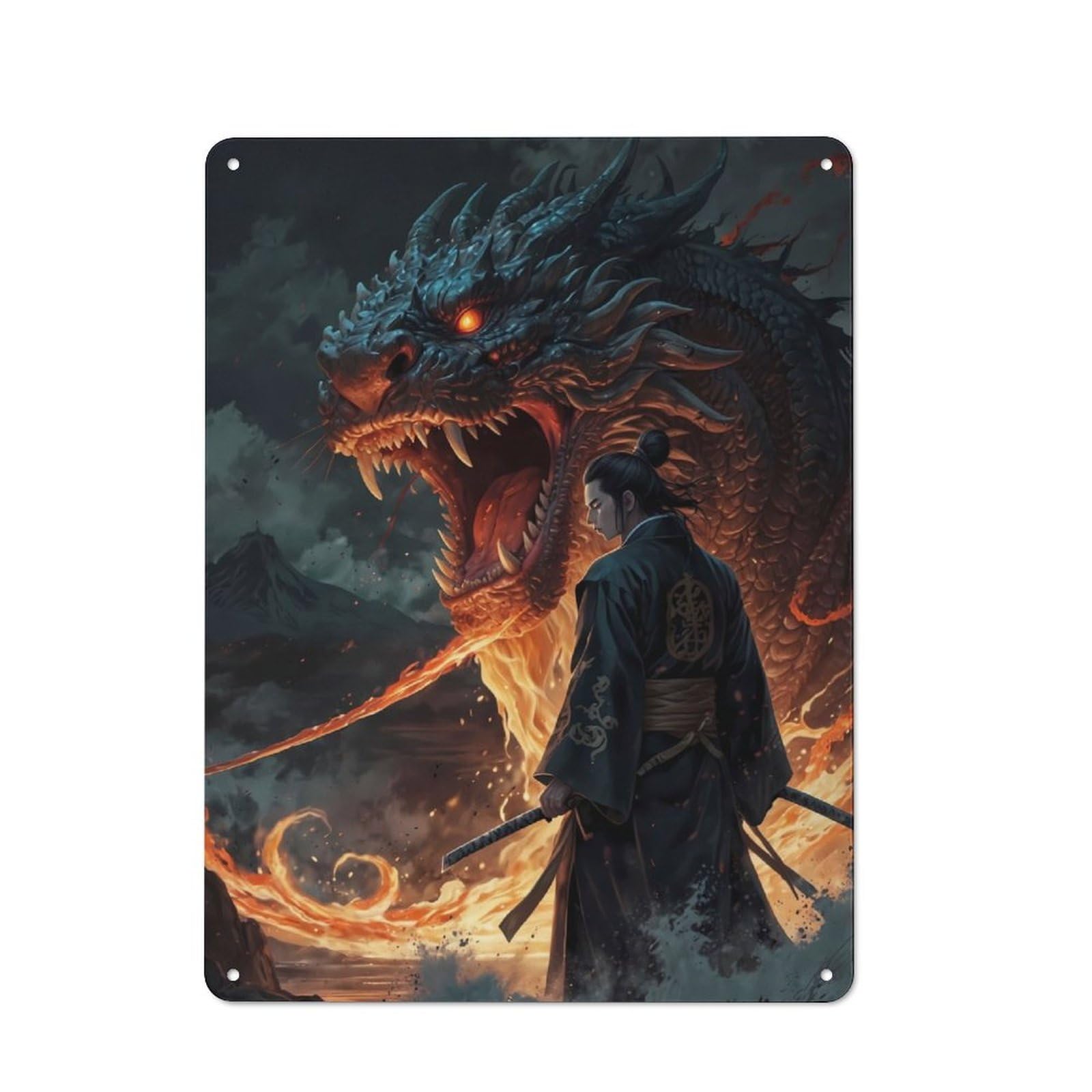 Junmoney Dragons Fury For Kitchen Or Home Bar, Retro-Style Metal Sign 40X30cm, For Cooler-Month Interiors With Retro Character