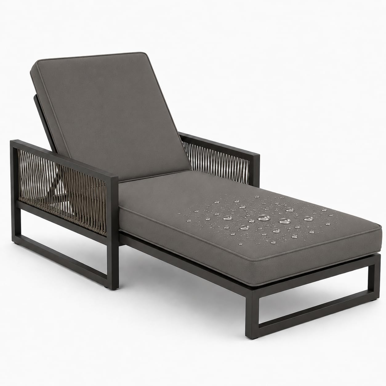 Auflage für Sonnenliege Wetterfest, Gartenliegen-Auflage mit 50D Schaumstoff, Wasserabweisendes Polyester, Polster für Liegestuhl Terrasse (Nur Auflage),Grau,188x58x10cm