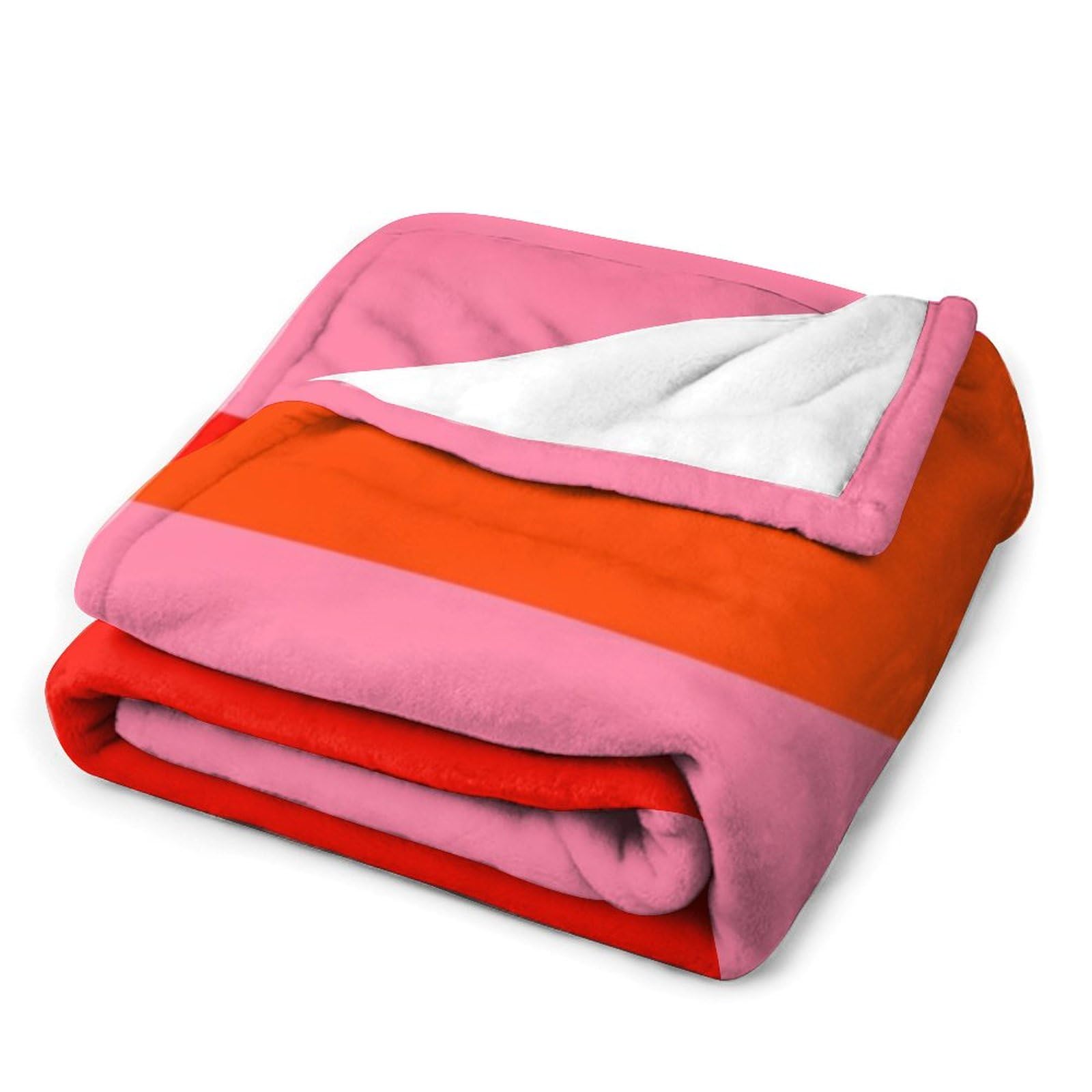 Weiche, gemütliche Überwurfdecke, Streifen in Pink und leuchtendem Orange, waschbar, leichte Decke für Couch, Sofa, Bett, Büro, warme Plüschdecken für alle Jahreszeiten, 152,4 x 203,2 cm