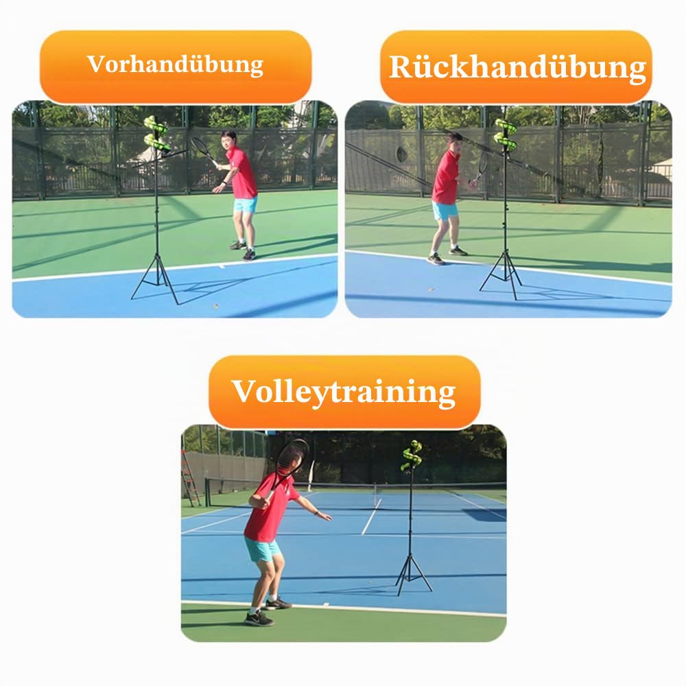 Tennismaschine Tennisball-Maschine Tennisbälle Ballmaschine Tragbarer Tennisball -Feeder 33 Bälle Solo Tennistrainer Zuhause/Gericht