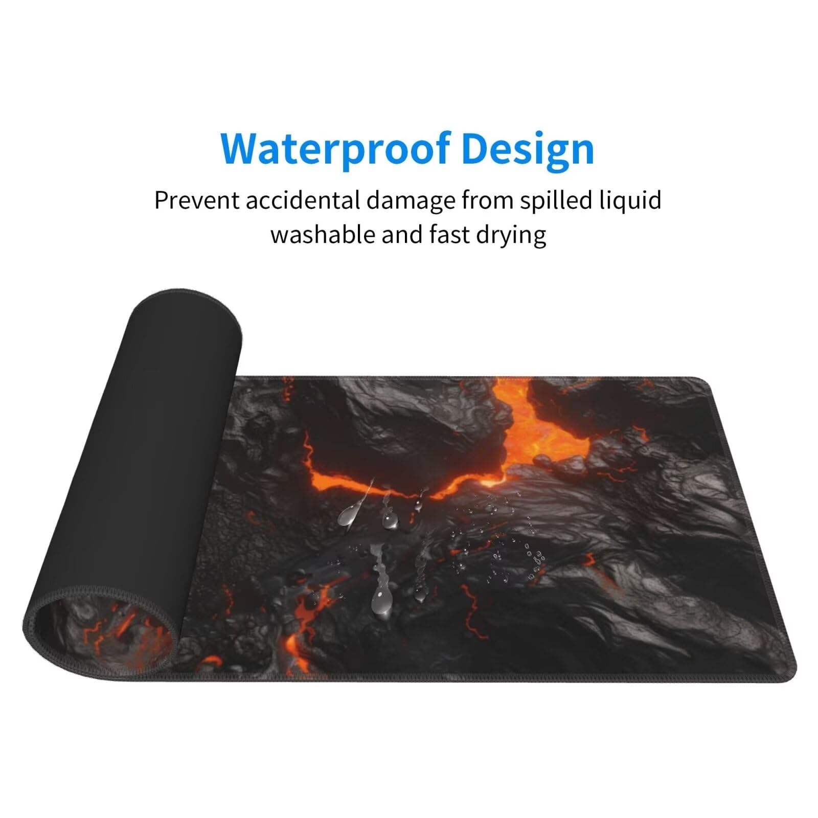 Tappetino Mouse, Tappetino Mouse Gaming Grande XXL 1500x800x3mm Tappetino Scrivania Mouse Pad, Base in Gomma Antiscivolo, Bordi Cuciti,Lavabile, Mousepad per Ufficio e Gaming (Magma) R-708