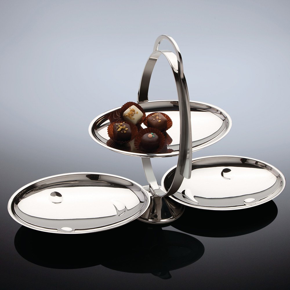 Alessi Anna Gong AM37 Etagere, Edelstahl, 3,2 x 21 x 5,8 cm, Einheiten, 1.0 & PG02 Löffelhalter, Edelstahl 18/10 glänzend poliert, 6.5 x 12.5 x 15 cm