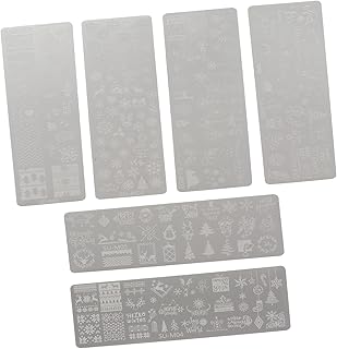 PRETYZOOM Bolores 6 Pçs Placa De De Natal Moldes De Unhas Estênceis De Arte De Unhas Decalques De Arte De Unhas Estêncil De Modelo De DIY Placas De Carimbo De Unhas Placas De Arte De
