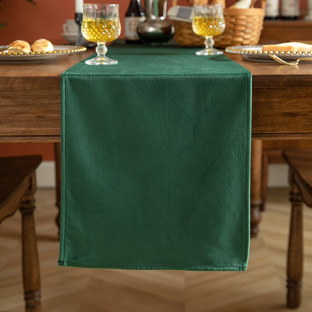 AnaadoChristmas Table Runner for Dining Table 72 inches, Green Table Runner for Thanksgiving, Christmas , 180cm