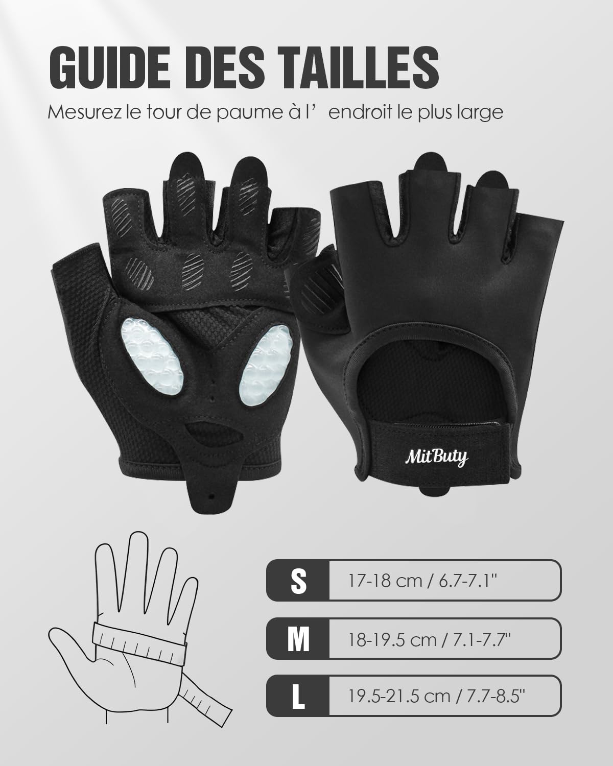Gants Musculation pour Hommes et Femmes – Gants de Fitness sans Doigts pour Sport, Workout, Crossfit & Haltérophilie avec Points Silicone Antidérapants & Protection de la Paume