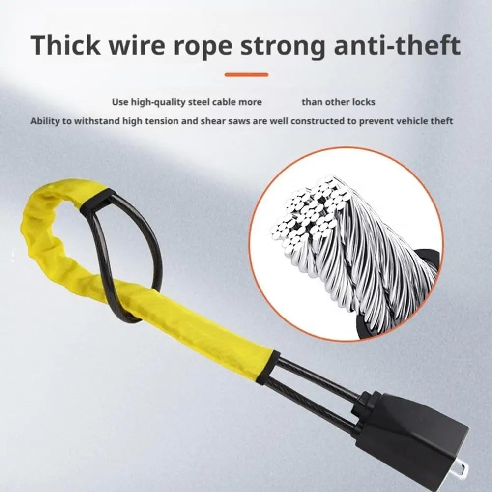 Serrure antivol pour volant de voiture, serrure pour, boucle ceinture sécurité, câble en acier rétractable Bloque Volant Ceinture(A)