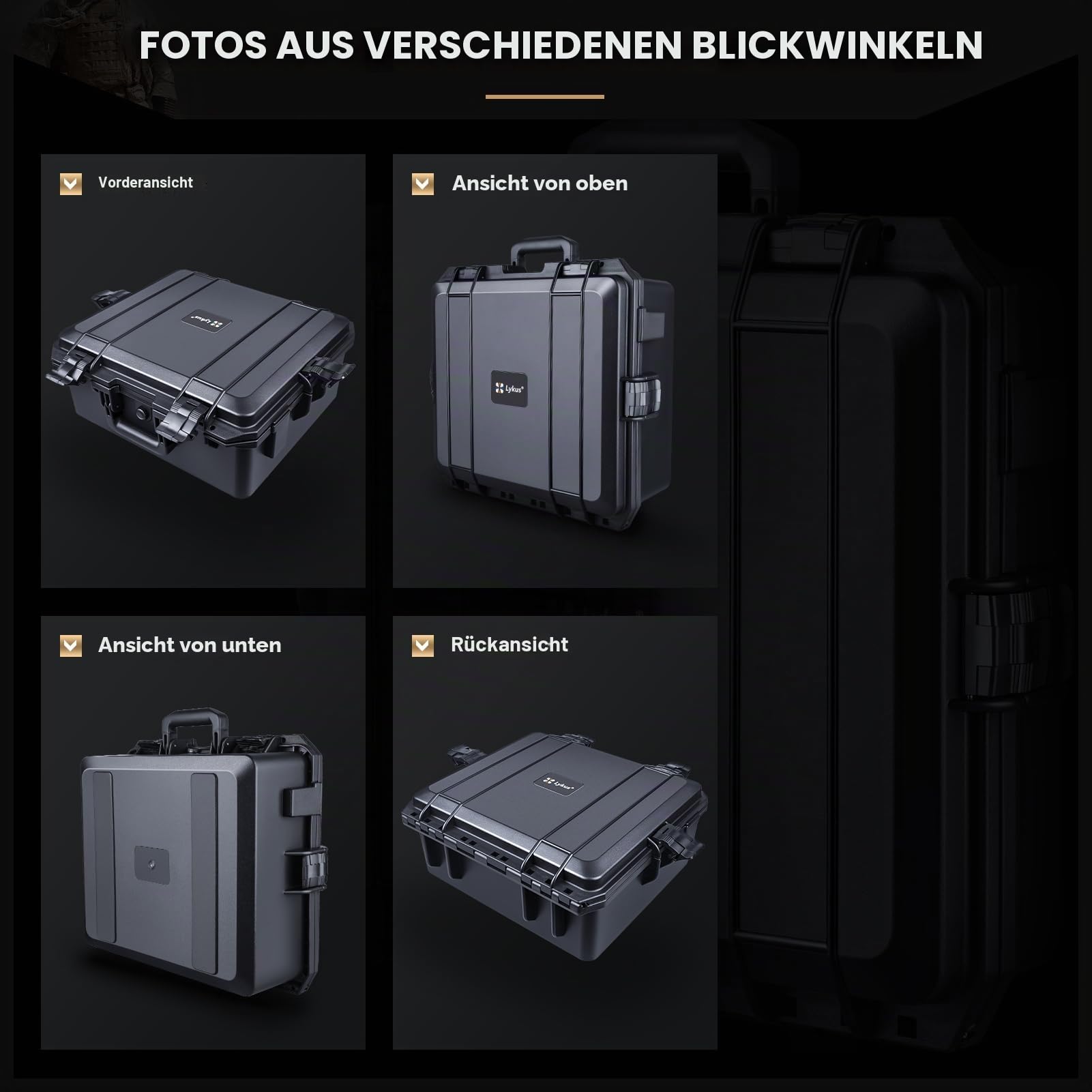 Lykus HC-4120 Wasserdicht Koffer mit Schaumstoff, Innengröße 38x32,5x16,8cm