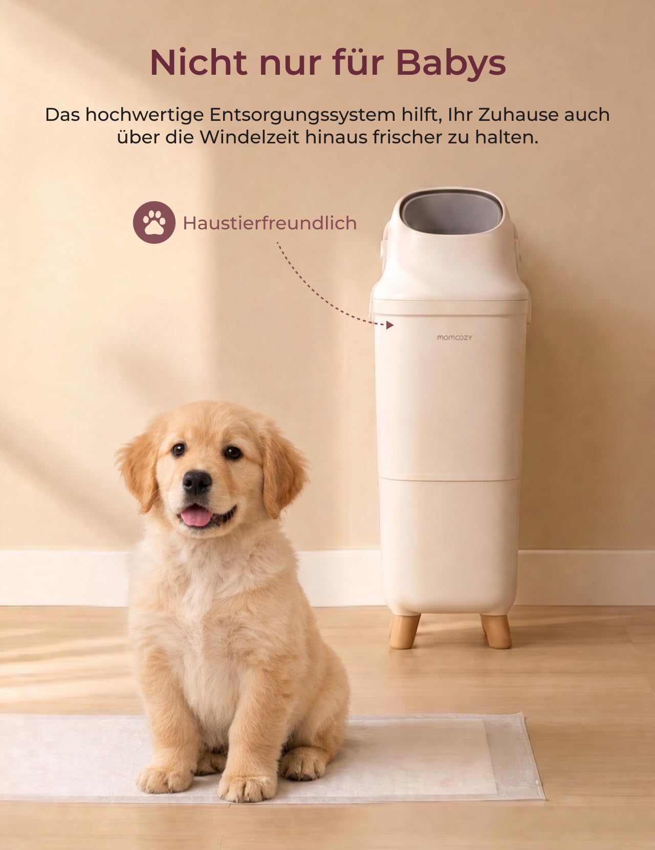 Momcozy Windeleimer mit 3-fach-Verschlusssystem zur Reduzierung von Gerüchen, windeleimer geruchsdicht breite Öffnung, ergonomische Höhe, großes Fassungsvermögen mit Sichtfenster, diaper bin