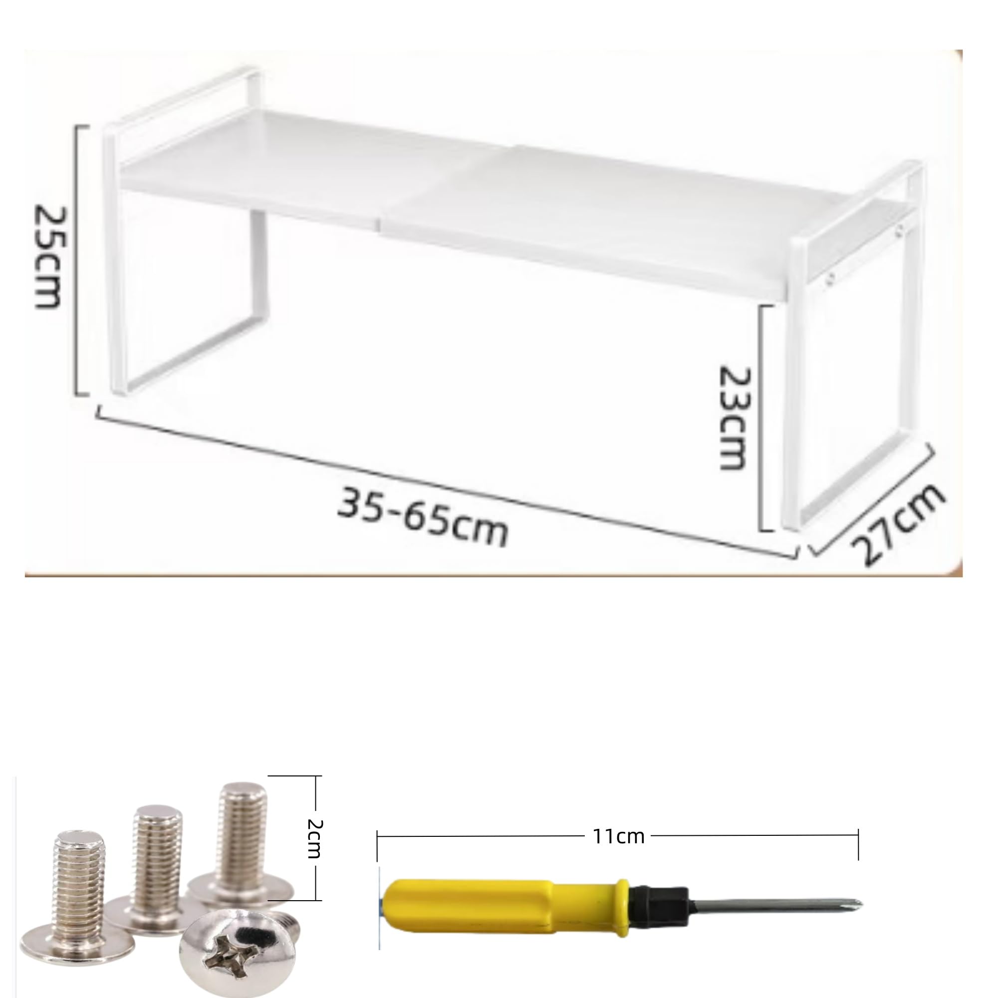 1Piece Bianco Porta piatti e porta stoviglie allungabile,35－65×27×25CM mensole cucina salvaspazio,ripiani salvaspazio cucina,organizer credenza,Facile da montare