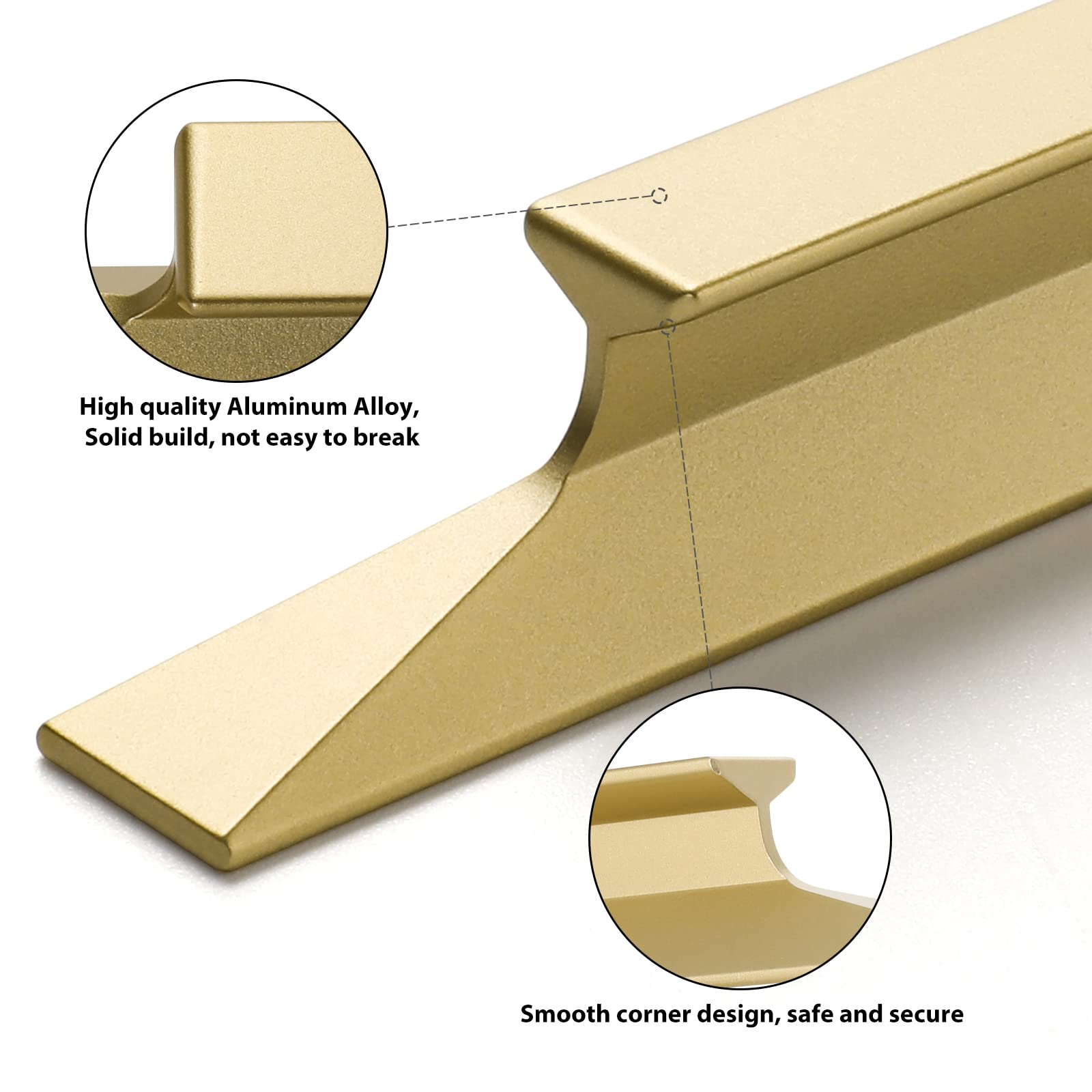 LONTAN 20 Pack Gold Kitchen Door Handles 192mm Kitchen Cabinet Gold Cupboard Handles for Aluminum Alloy Wardrobe Bathroom Shower Drawer Pulls - Image 3