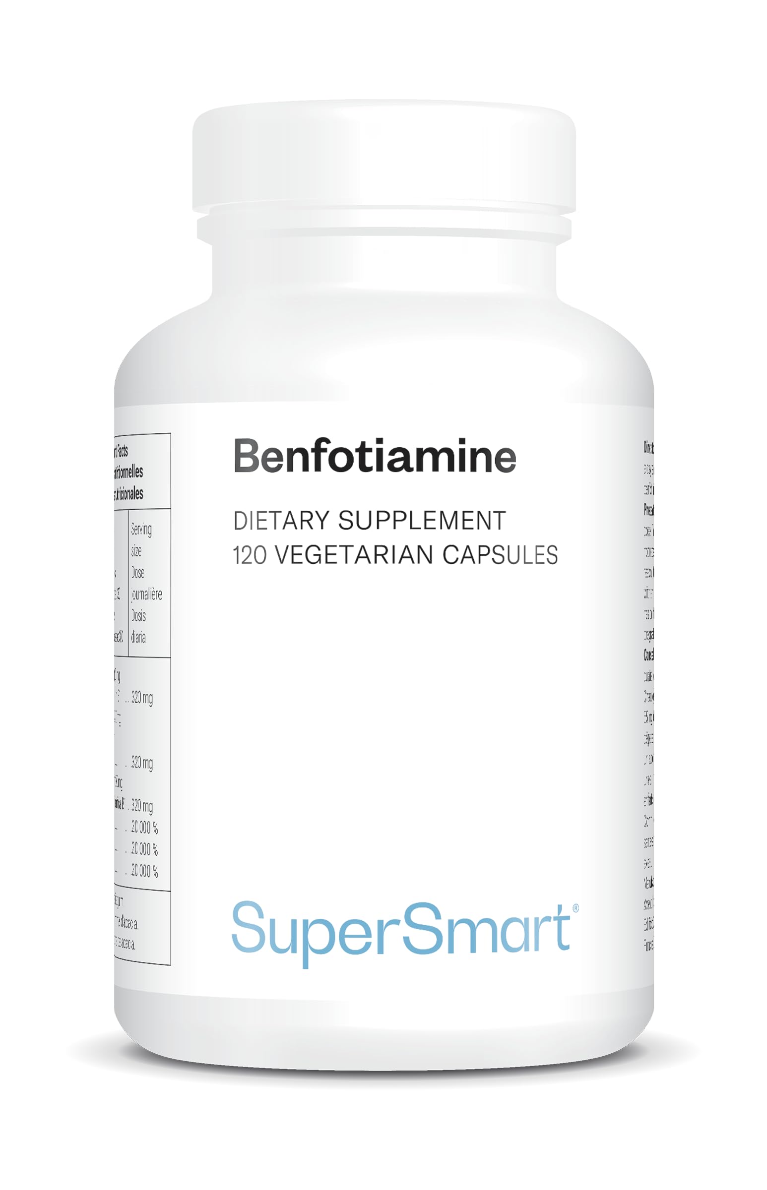 Benfotiamine – Vitamin B1 – Helps Reduce Mental & Physical Fatigue – Boosts Metabolism – Supports Normal Heart & Nervous System Function – Vegan – Gluten-Free – SuperSmart