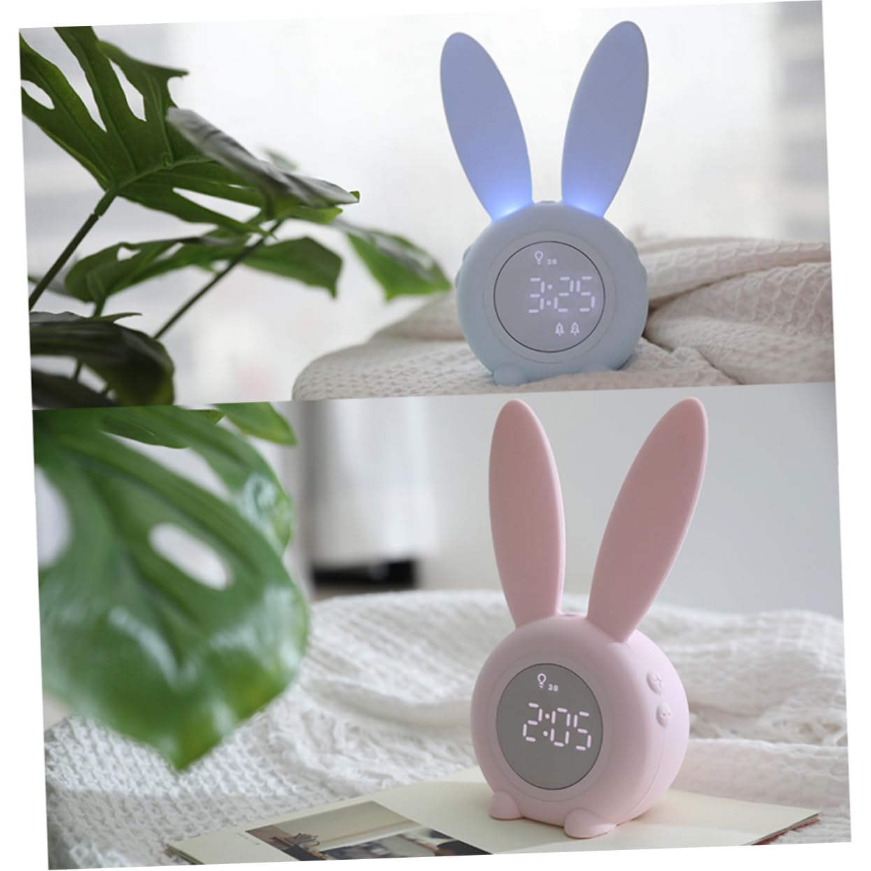 SOIMISS Kinderwecker in Hasenform mit LED Nachtlicht und 2000mah Akku