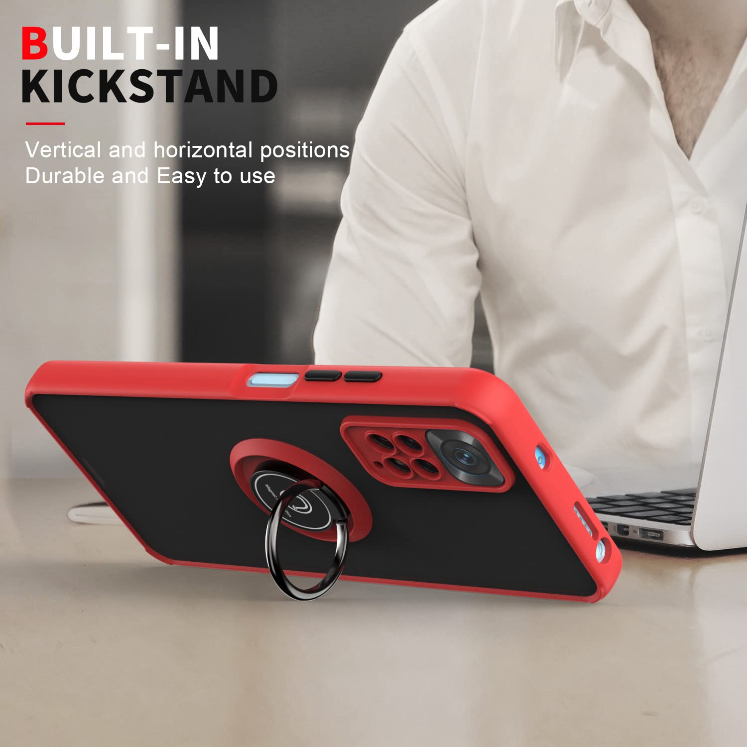 Xiaomi Redmi Note 11 Pro Hülle Mit 360° Ringständer – Magnetisch, Stoßfest, In Rosa