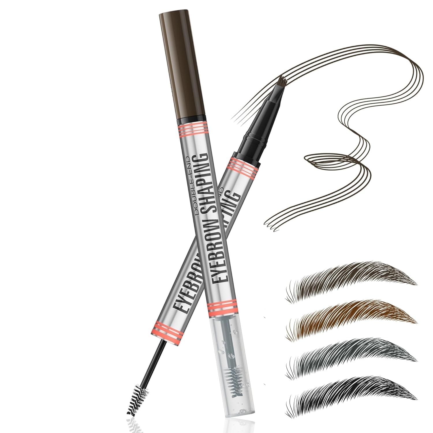2-in-1 Eyebrow Pencil with Gel 2025 NEW Waterproof Magic Eyebrow Pencil Dual-Ended 3D Microblading Eyebrow Pen with 4