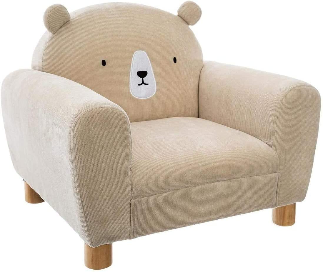 Pack : Fauteuil enfant ours beige + Coussin rond ours beige