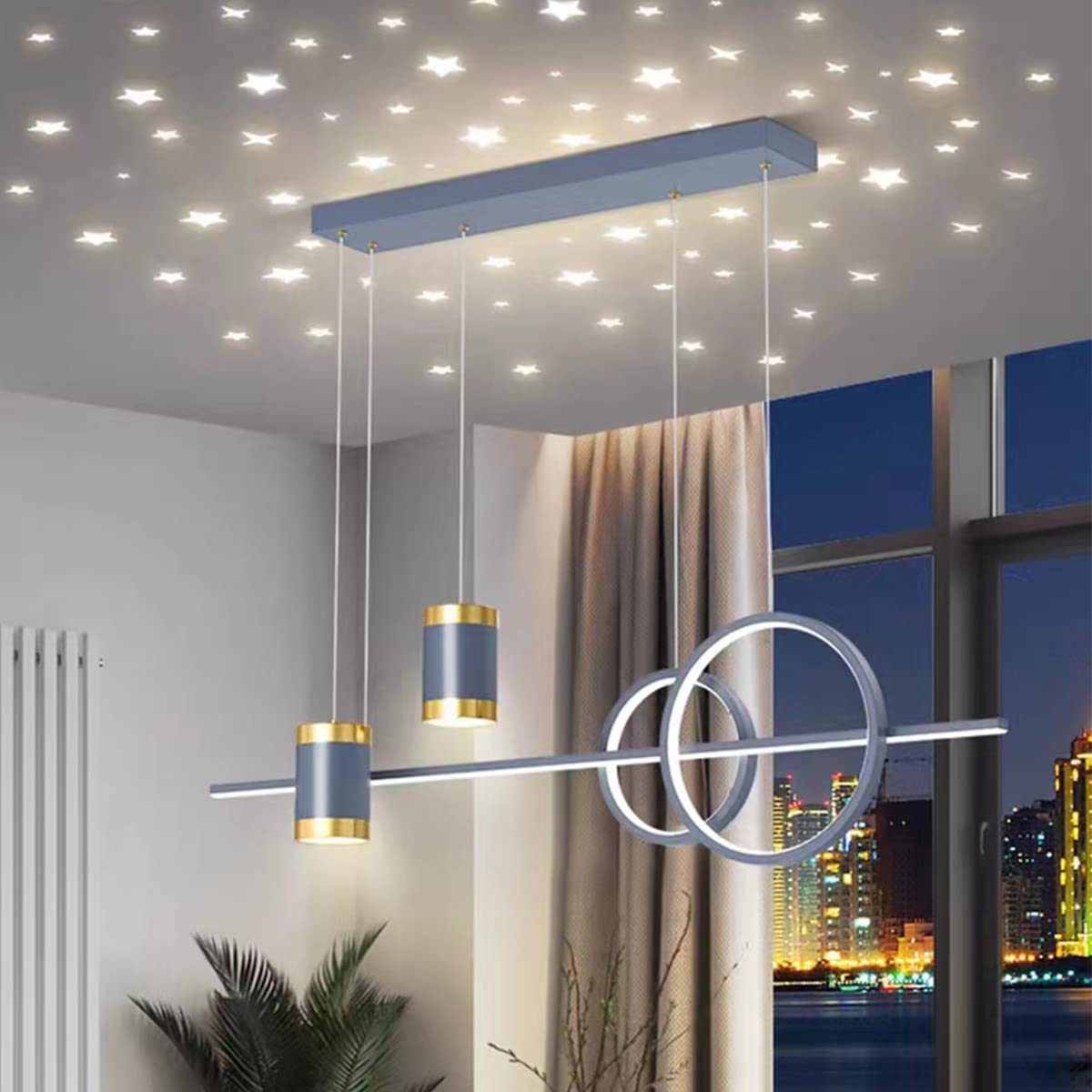 Aleaty Kristall Pendelleuchte Kücheninsel - LED Dimmbar Mit Fernbedienung 4-Licht Schwarz