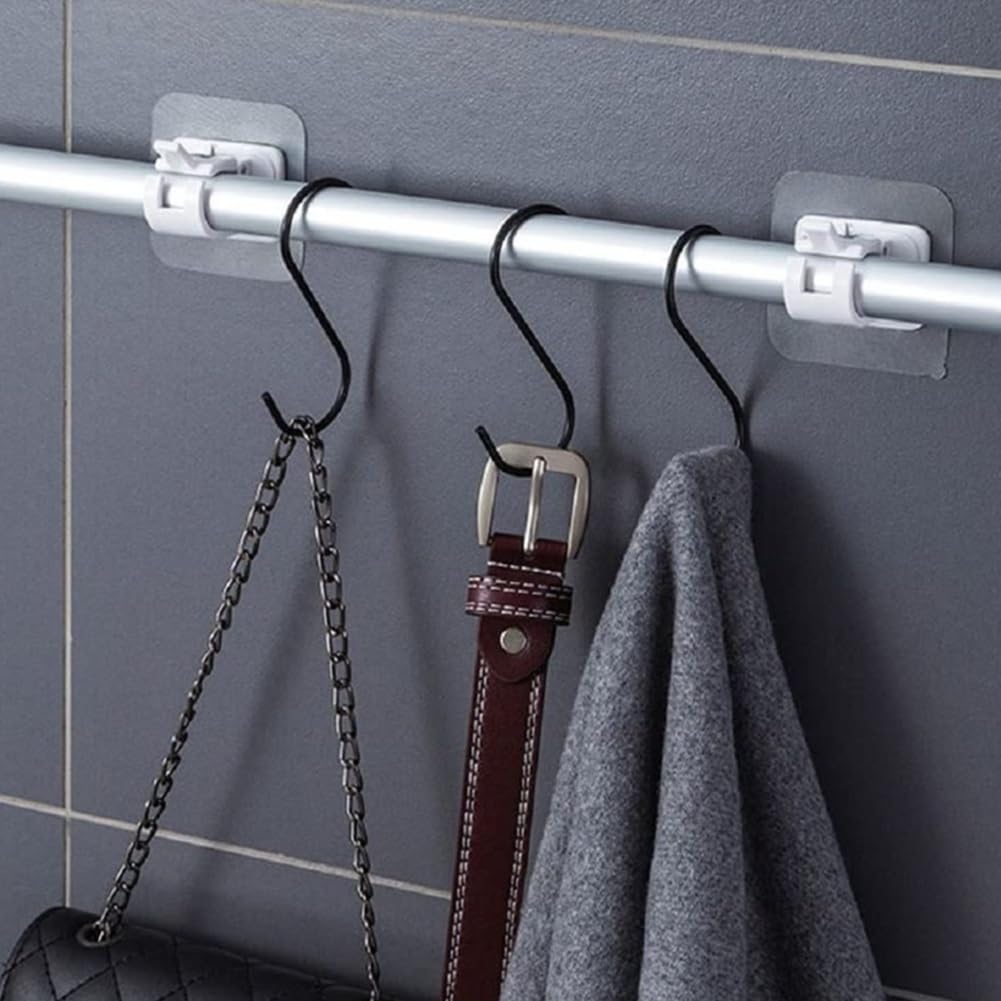 Lot de 10 supports de tringle adhésifs sans perçage pour rideaux parfaits pour la décoration de la maison Blanc
