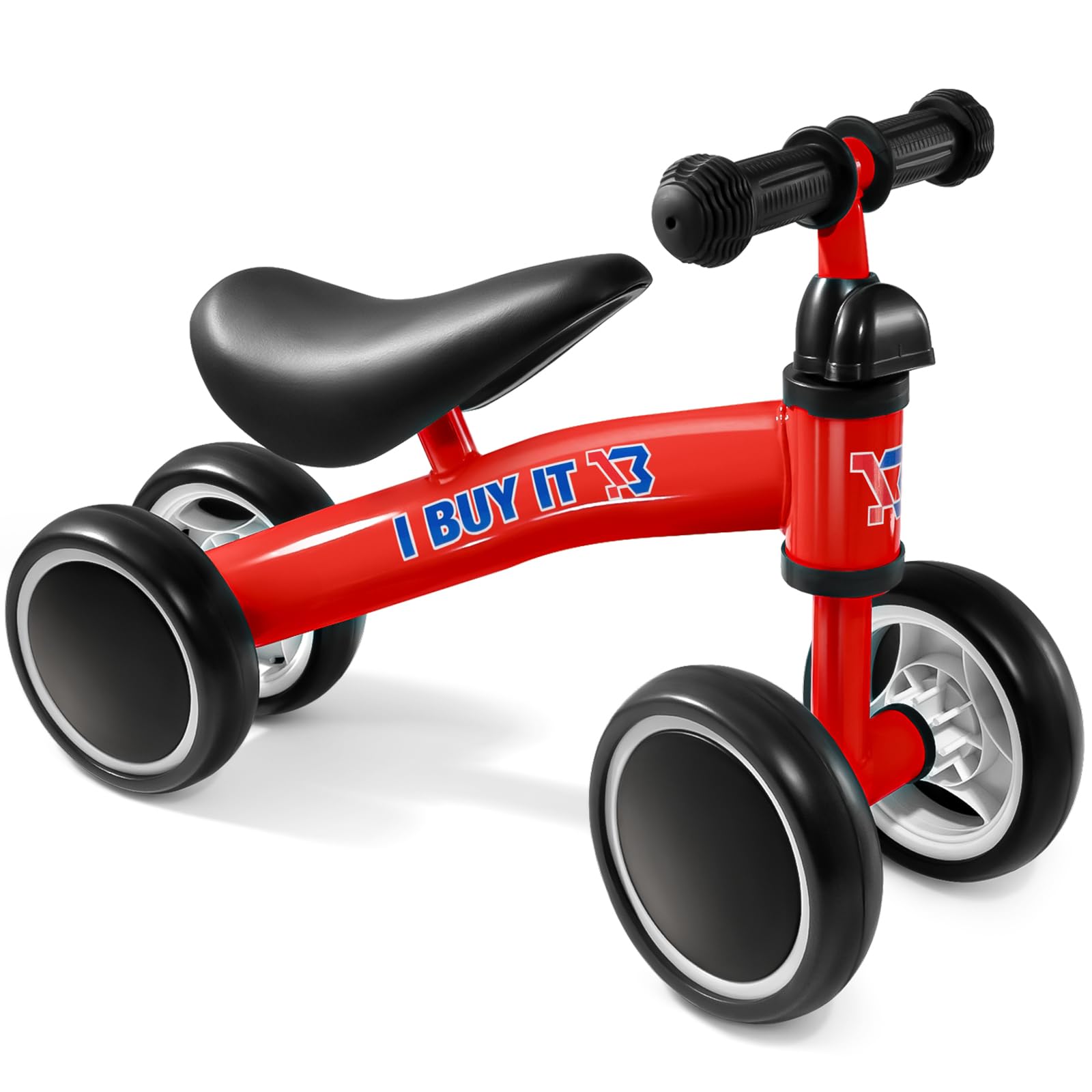 I BUY IT Baby Balance Bike for 1 Year Old, 4 Wheels Lightweight Toddler Bike Indoor Outdoor Baby Ride On Toys No Pedal Bike for 1-2 Year Old Boys and Girls - Red