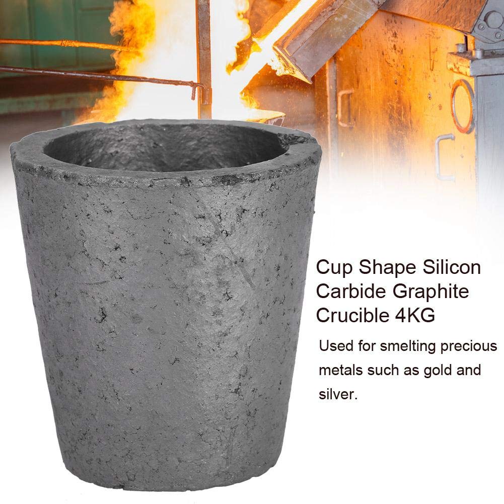 lormuzi Creuset en graphite en carbure de silicium, pour faire fondre le métal, résiste à des températures élevées de 1800 (3272 °F), fonte d'aluminium, or, argent, cuivre (1,5 kg lormuzi Creuset en graphite en carbure de silicium, pour faire fondre le métal, résiste à des températures élevées de 1800 (3272 °F), fonte d'aluminium, or, argent, cuivre (1,5 kg