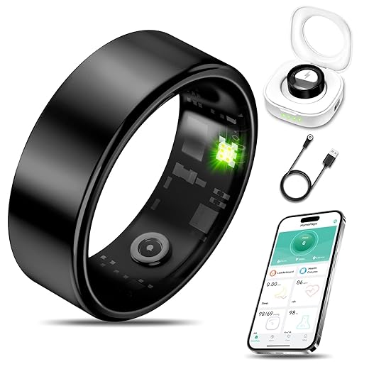 Smart Health Ring for Women Men Fitness Tracker with Heart Rate, Blood Oxygen, Blood Pressure, Sleep Monitoring, Step Counting, IP68 Waterproof for iOS and Android, No APP Fee, Black 11