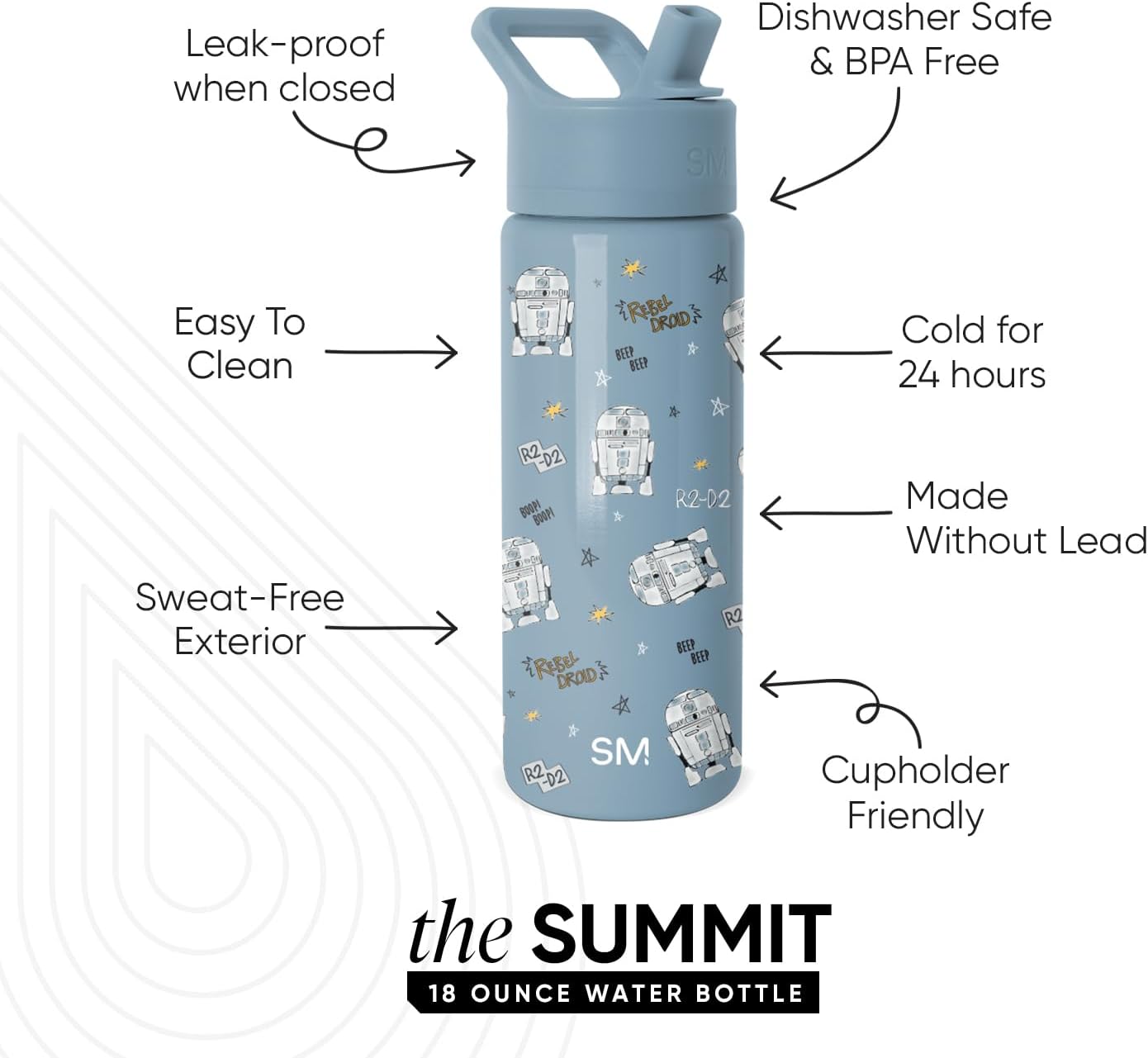 Simple Modern Kids Summit Water Bottle with Straw Lid | Marvel Spider Man 14oz Stainless Steel Cup Insulated Tumbler for Toddlers, Boys, School | Spidey Kid