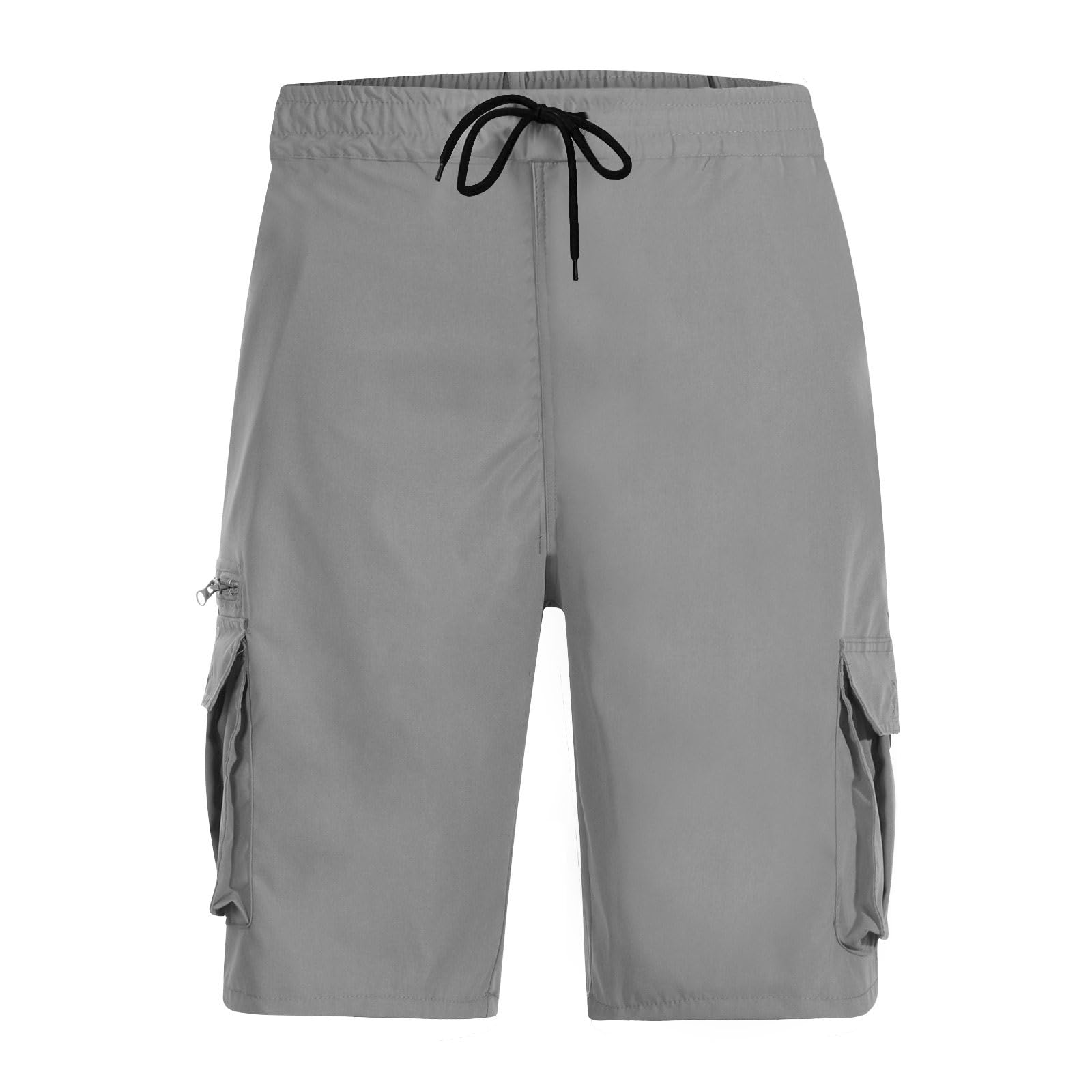 Short cargo pour homme avec plusieurs poches, taille élastique, cordon de serrage, couleur unie, longueur genou, design décontracté athlétique pour un usage quotidien, l'entraînement en plein air
