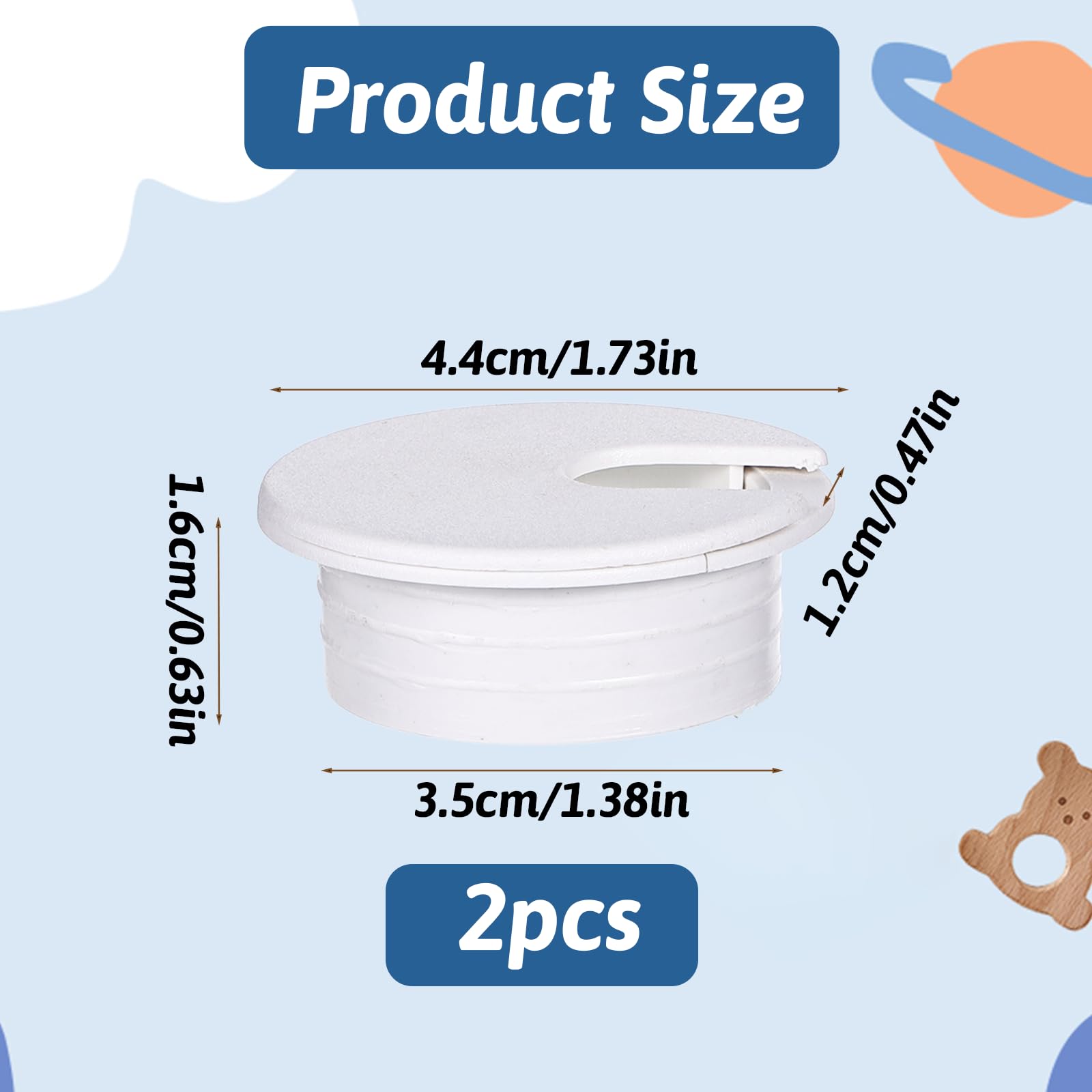 Prasacco 2 passacavo per scrivania, passacavo da 35 mm con 1 sega a tazza, copertura per fori da scrivania in plastica