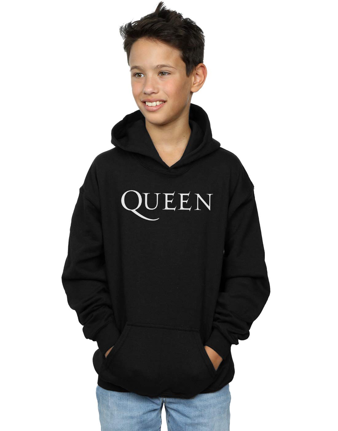 Absolute Cult Boys Black Queen Mono Logo Hoodie 12-13 Years