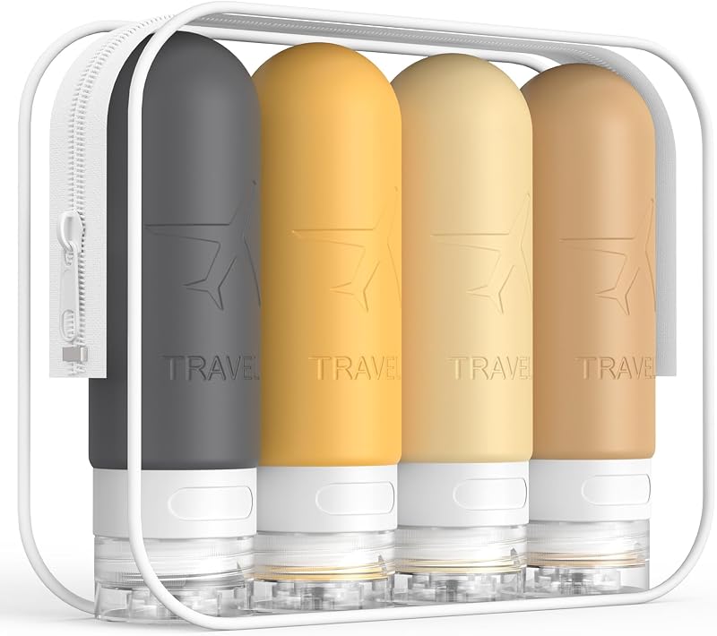 Frascos Recarregáveis de Silicone ME.FAN para Viagem, 90 mL, Amarelos, Pacote com 4