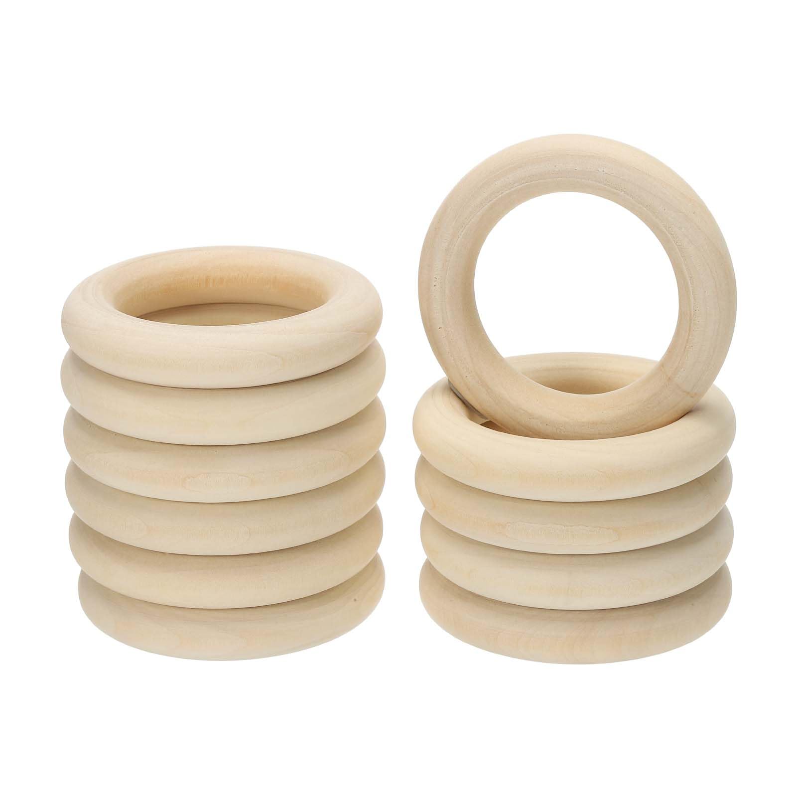 Anneaux en bois naturel PATIKIL 55 mm pour macramé et loisirs créatifs x20