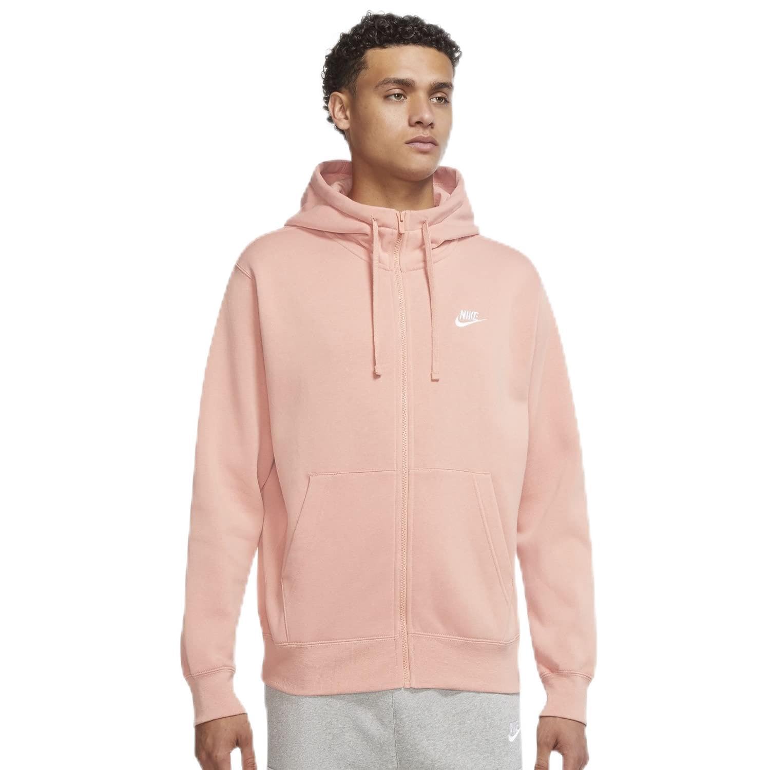 NikeMen's Sportswear Club Fleece Full Zip Hoodie (US, Alpha, 3X-Large, Regular, Regular, Light Madder Root/Light Madder Root/White)