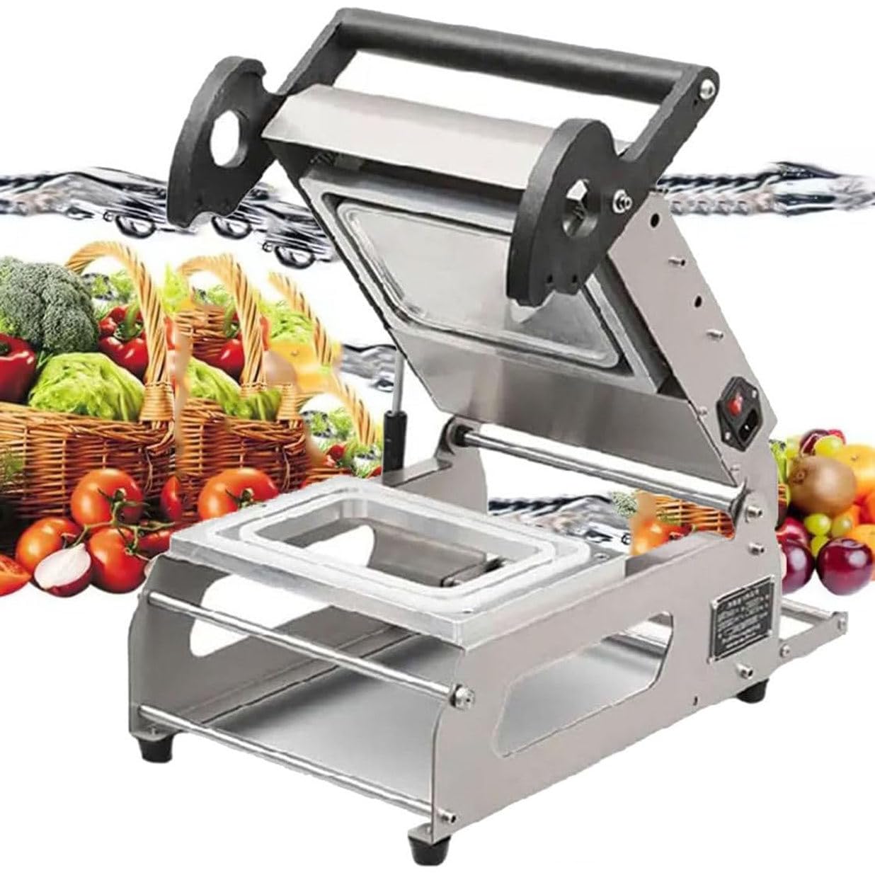 Sigillatrice manuale per vassoi alimentari, confezione semi automatica per panini e torte, adatta per film di larghezza 180 mm, fino a 8 guarnizioni al minuto