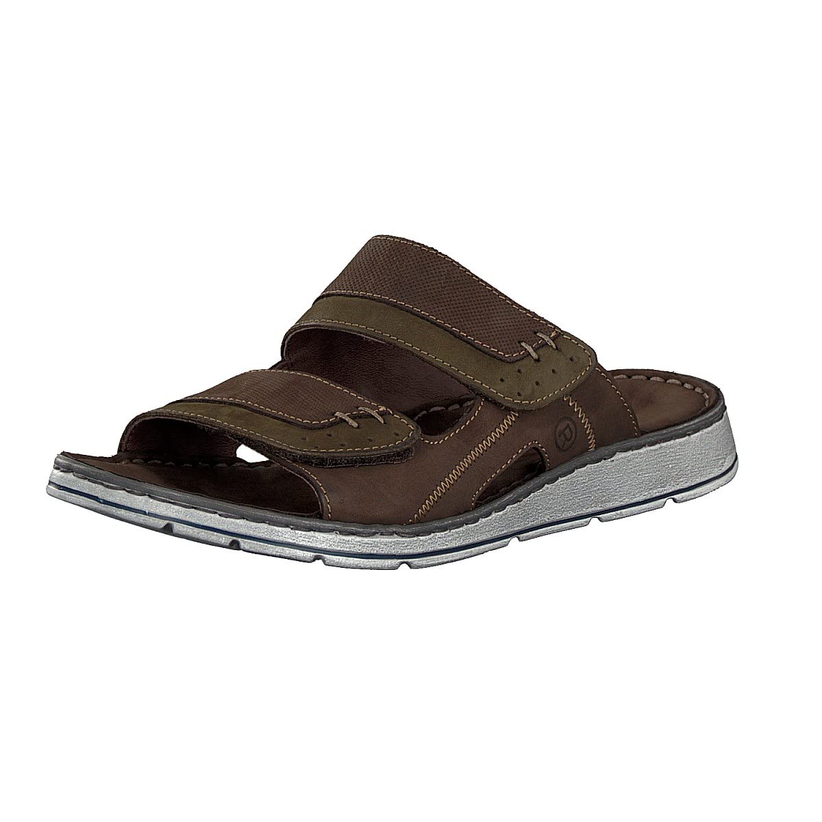 Rohde Brunello 5984 Men's Leather Clogs with Velcro Fastening, 61 Olive, 8 UK