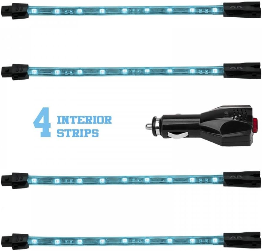 Amber 4pcs Flex Strips Waterproof Three Mode Neon Accent Light Kit for Car Interior Trunk Truck Bed Bush Fender