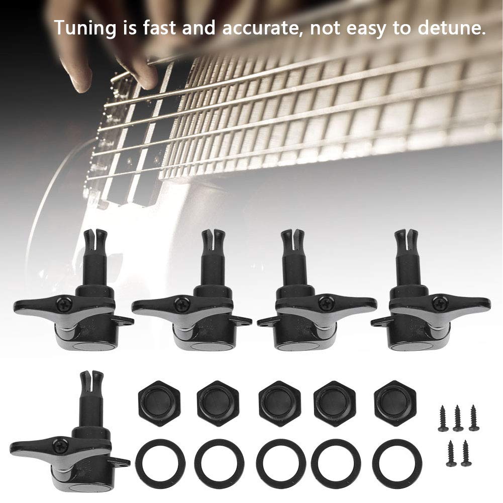 Electric Bass Tuning Pegs, Guitar Machine Heads Knobs, Guitar String Tuning Pegs Machine Head for Electric or Acoustic (Black)