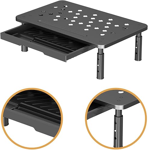 Miniatura 3 de Soporte elevador para monitor de escritorio, organizador de escritorio, práctico y moderno, 3 alturas ajustables con cajón de almacenamiento para