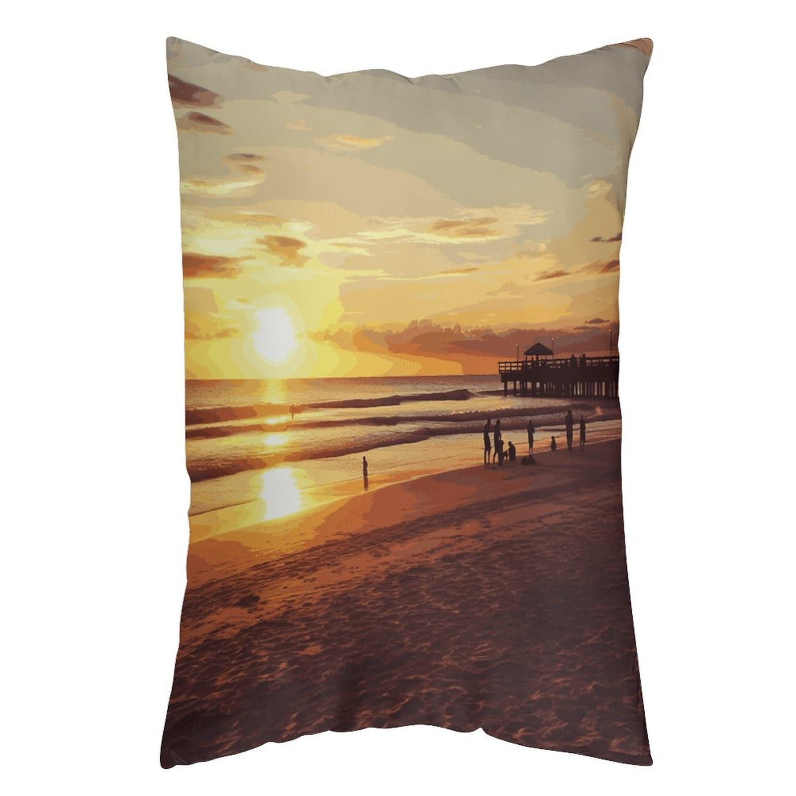 LDGSUPH Sunset Beach Pillow Cases Soft Pillowcase with Invisible Zipper Wrinkle Resistant Pillow Covers Breathable Removable Pillow Protector for Bed Sofa Car 12 "x20