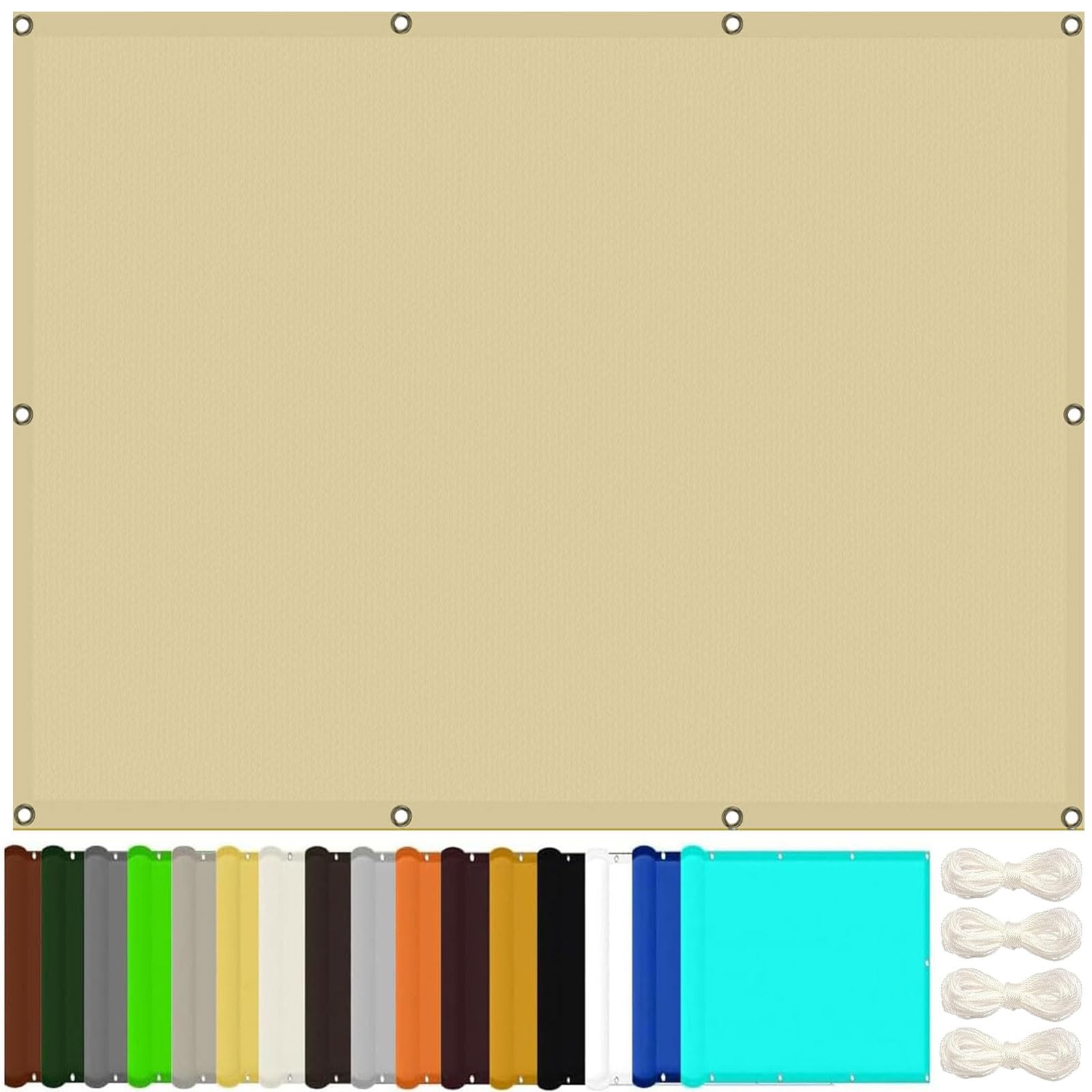 Voile d'ombrage pour terrasse et patio 5.6x6.5m grande toile de jardin sable