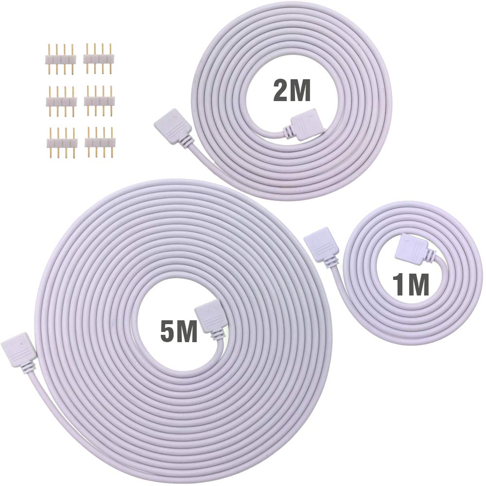FSJEE 1M 2M 5M RGB Extension Cable with Male Plugs for 4Pin 10mm 5050 RGB LED Strip Light